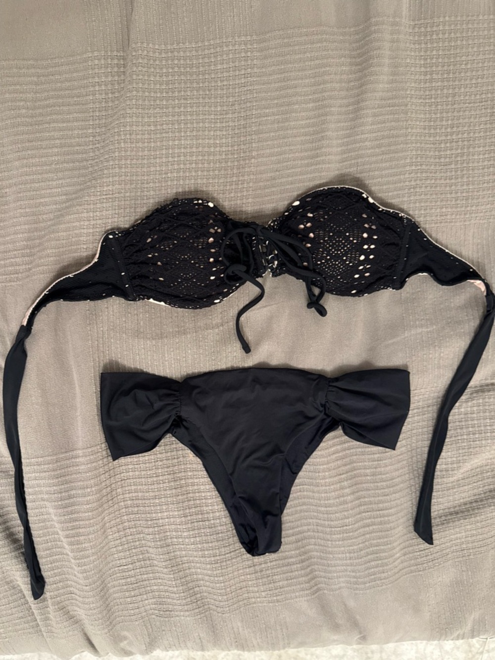 Black Crochet Bandeau Bikini Set